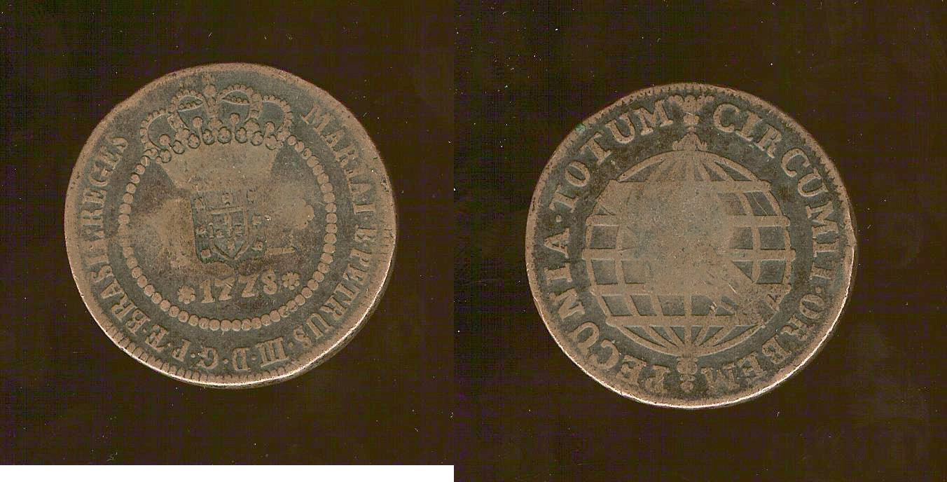 Brazil 40 reis counter-stamp Lisbon 1778 F+